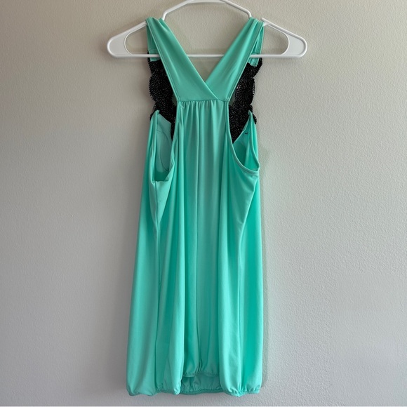 NWT Free Kisses Aqua Y2K Tank Top with Black Beaded Accents Size XL - Picture 2 of 6